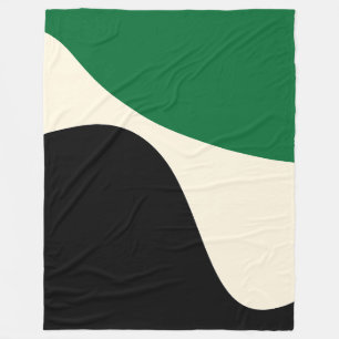 Simple Waves 4 in Green, Cream and Black  Fleece Blanket