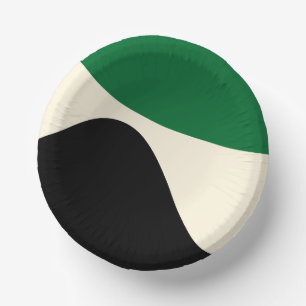 Simple Waves 4 in Green, Cream and Black  Paper Plate
