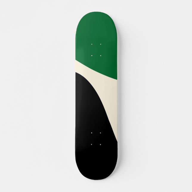 Simple Waves 4 in Green, Cream and Black  Skateboard (Front)