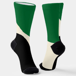 Simple Waves 4 in Green, Cream and Black Socks