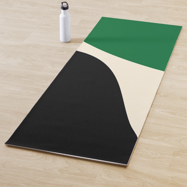 Simple Waves 4 in Green, Cream and Black  Yoga Mat (In Situ)