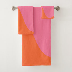 Simple Waves 4 in Pink, Orange, and Cream Bath Towel Set