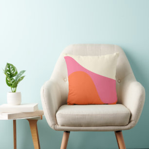 Simple Waves 4 in Pink, Orange, and Cream Cushion