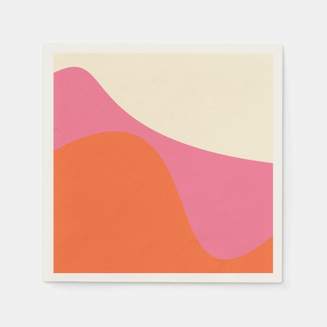 Simple Waves 4 in Pink, Orange, and Cream Napkin (Front)