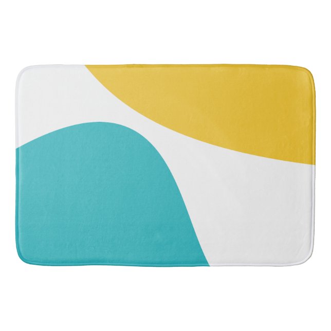 Simple Waves 4 - Turquoise and Yellow Bath Mat (Front)