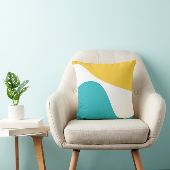 Simple Waves 4 - Turquoise and Yellow Cushion (Chair)
