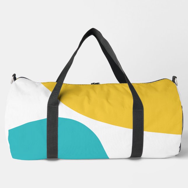 Simple Waves 4 - Turquoise and Yellow Duffle Bag (Front)