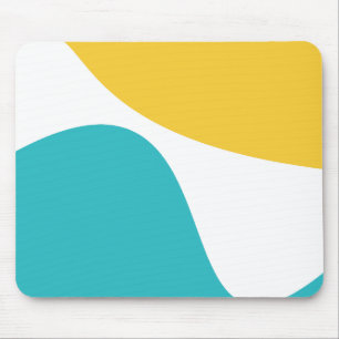 Simple Waves 4 - Turquoise and Yellow Mouse Pad