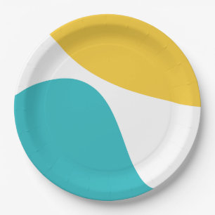 Simple Waves 4 - Turquoise and Yellow Paper Plate