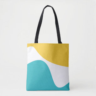 Simple Waves 4 - Turquoise and Yellow Tote Bag