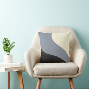 Simple Waves - Black, Grey and Cream Cushion
