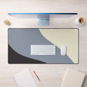 Simple Waves - Black, Grey and Cream Desk Mat