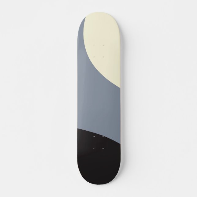 Simple Waves - Black, Grey and Cream Skateboard (Front)