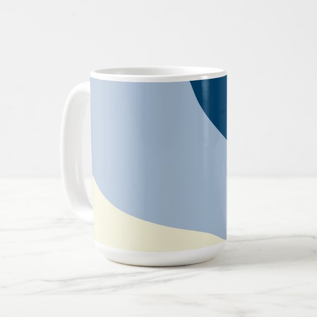 Simple Waves - Dark Blue, Light Blue and Cream Coffee Mug (Front Left)