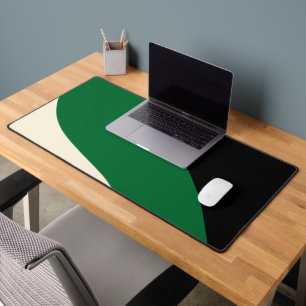 Simple Waves - Green, Cream and Black  Desk Mat