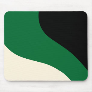 Simple Waves - Green, Cream and Black Mouse Pad