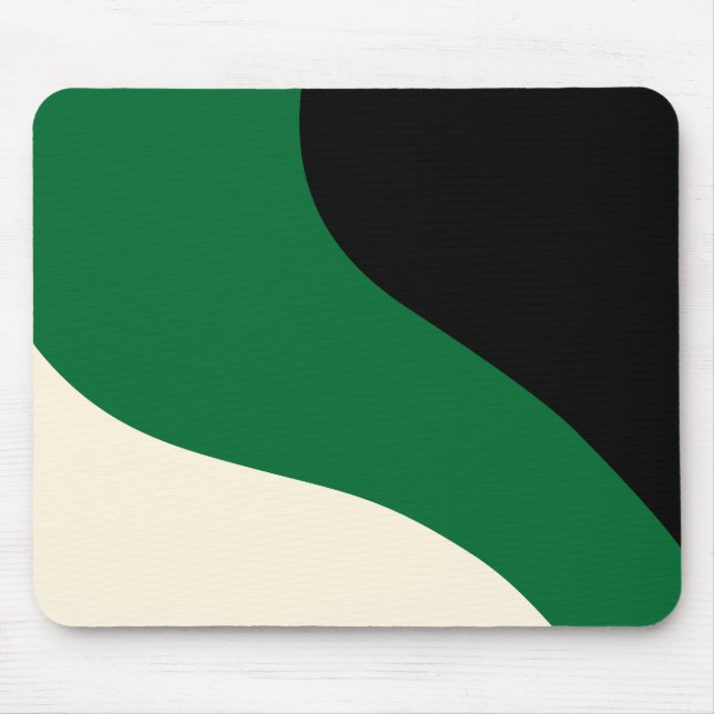 Simple Waves - Green, Cream and Black Mouse Pad (Front)