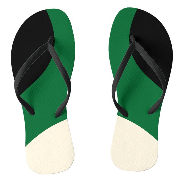 Simple Waves - Green, Cream and Black  Thongs (Footbed)