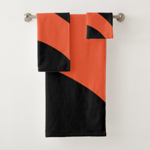 Simple Waves in Black and Orange Bath Towel Set