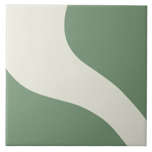Simple Waves in Green Ceramic Tile