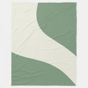 Simple Waves in Green Fleece Blanket