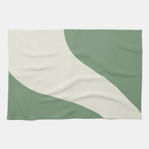 Simple Waves in Green Tea Towel