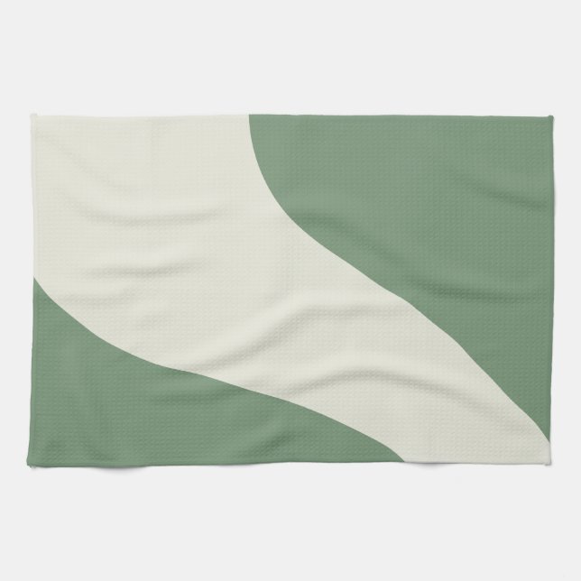 Simple Waves in Green Tea Towel (Horizontal)