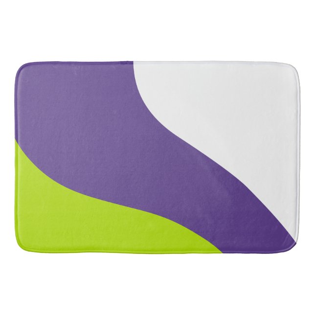 Simple Waves in Lime Green and Purple Bath Mat (Front)