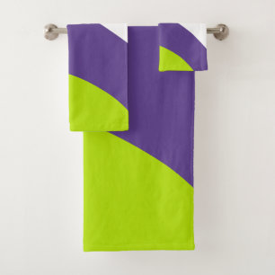 Simple Waves in Lime Green and Purple Bath Towel Set