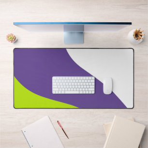 Simple Waves in Lime Green and Purple Desk Mat