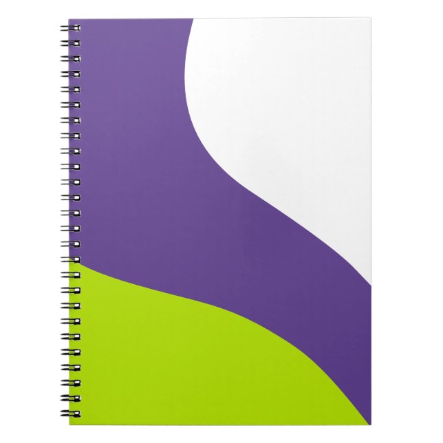 Simple Waves in Lime Green and Purple Notebook (Front)