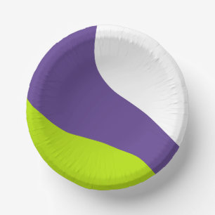 Simple Waves in Lime Green and Purple Paper Plate
