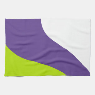 Simple Waves in Lime Green and Purple Tea Towel