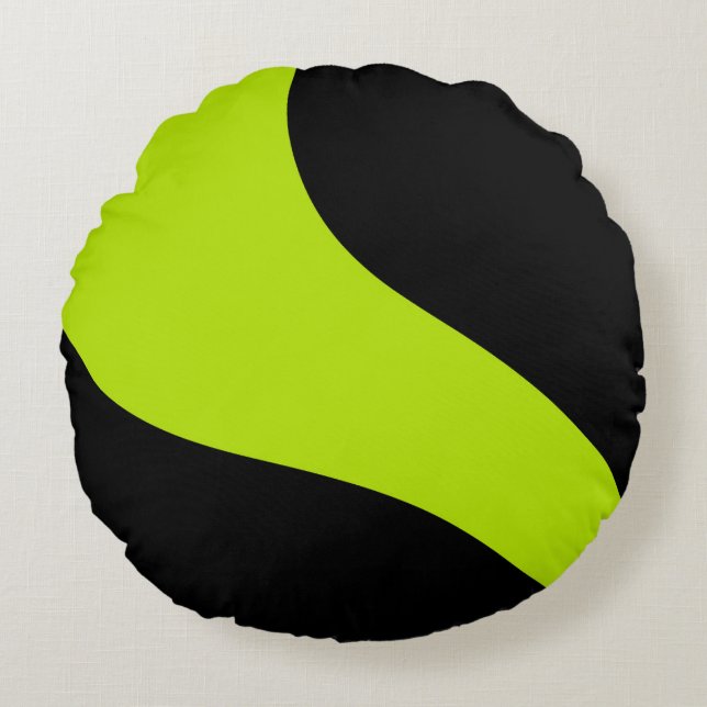 Simple Waves in Lime Green Round Cushion (Front)