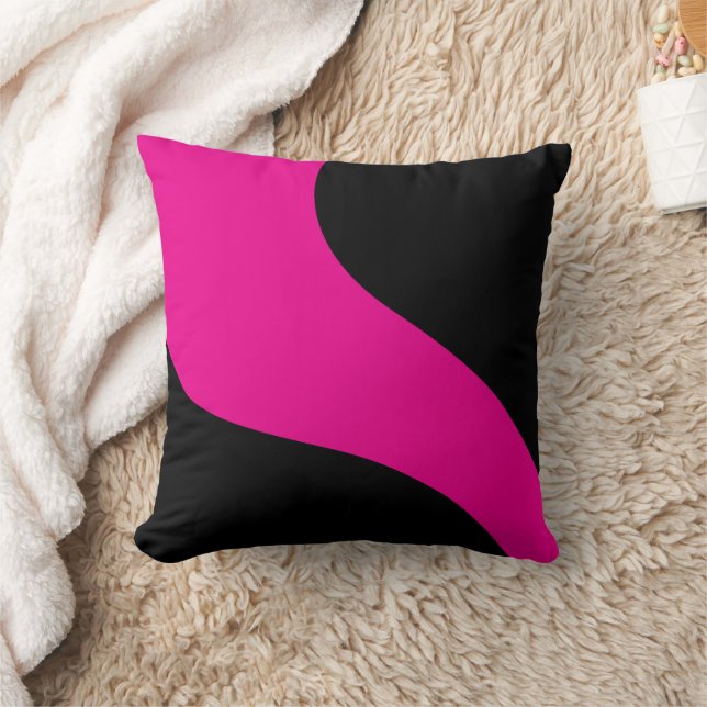 Simple Waves in Magenta and Black Cushion (Blanket)