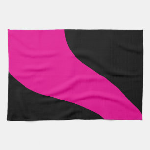 Simple Waves in Magenta and Black Tea Towel