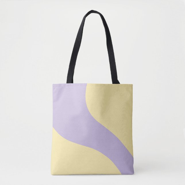 Simple Waves in Pastel Yellow and Purple Tote Bag (Front)