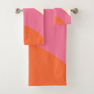 Simple Waves - Pink, Orange and Cream Bath Towel Set
