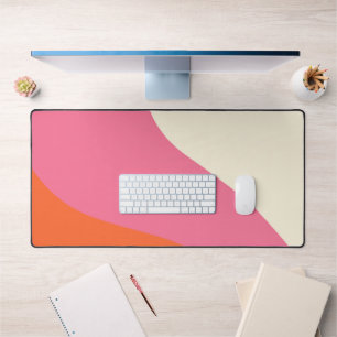 Simple Waves - Pink, Orange and Cream Desk Mat