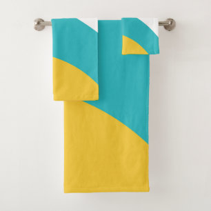 Simple Waves - Turquoise and Yellow Bath Towel Set