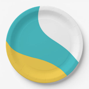 Simple Waves - Turquoise and Yellow Paper Plate