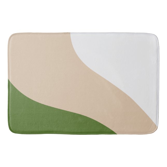 Simple Waves - White, Sand & Palm Green Bath Mat (Front)