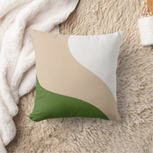 Simple Waves - White, Sand & Palm Green Cushion