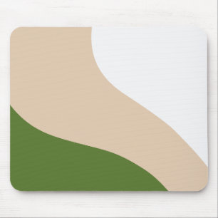 Simple Waves - White, Sand & Palm Green Mouse Pad