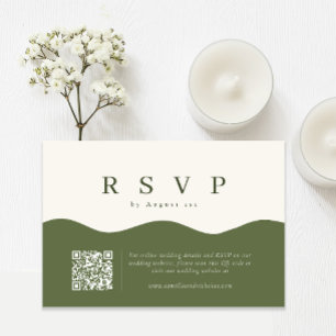 Simple Wavy Curve QR Code Wedding RSVP Card