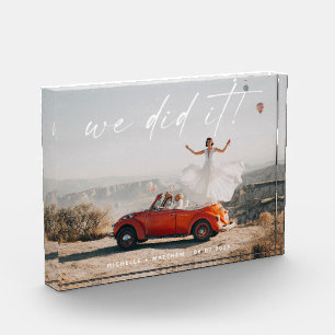 Simple We Did It Wedding Reception Photo Block