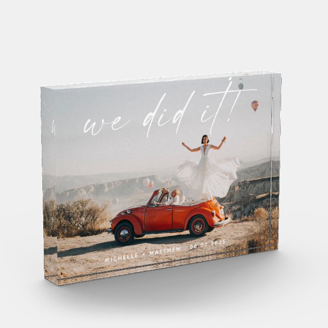 Simple We Did It Wedding Reception Photo Block (Left)