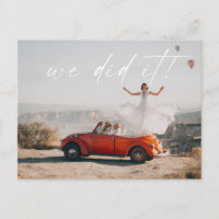 Simple We Did It Wedding Reception Photo Postcard