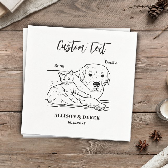 Simple We Do Too Dog Cat Wedding Pet Name Napkin (Creator Uploaded)