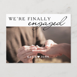 Simple We’re Finally Engaged Photo Engagement Announcement Postcard